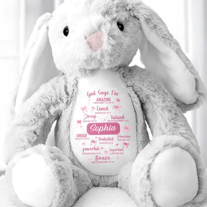 God Says I'm Amazing Loved Strong, Religious Symbols Bunny