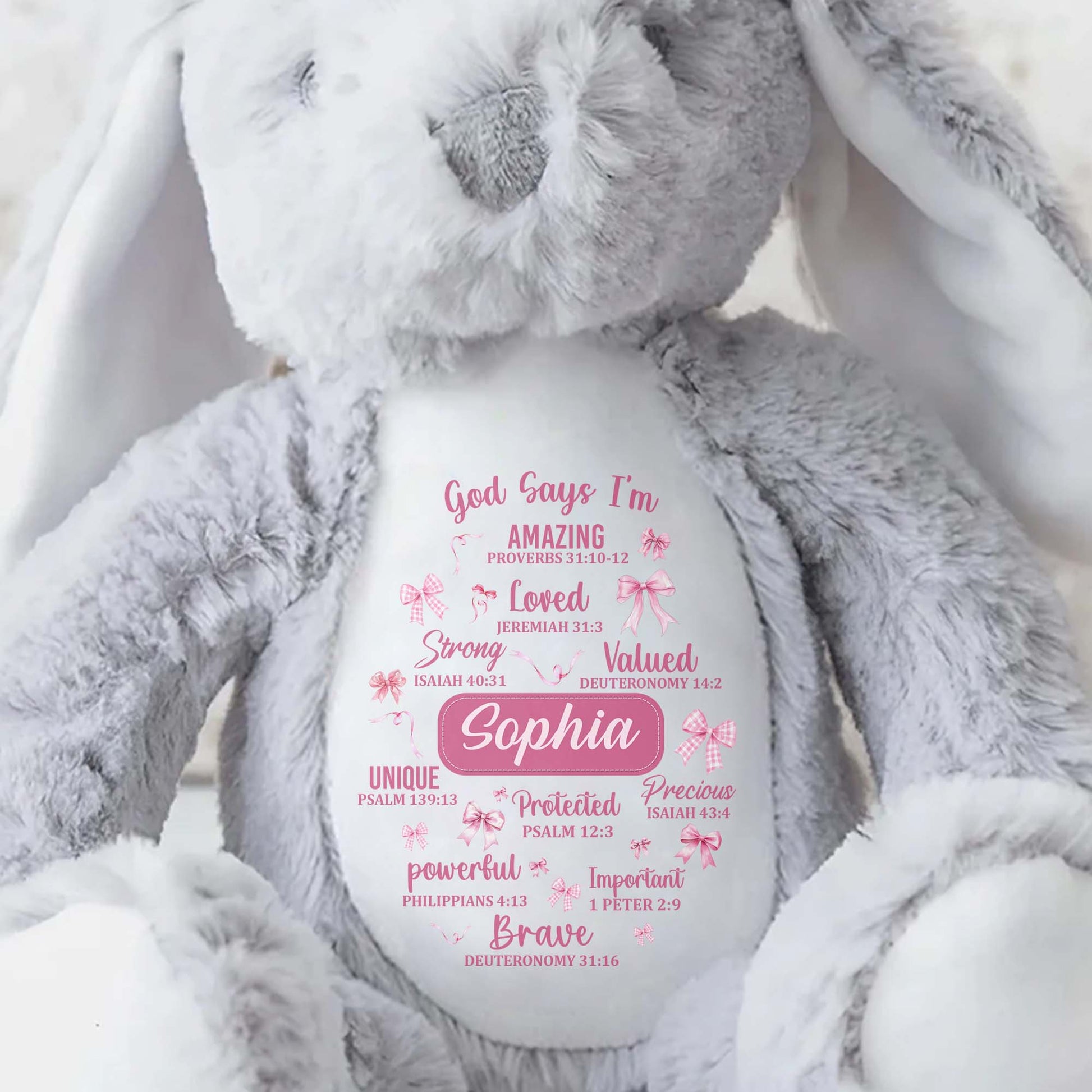 God Says I'm Amazing Loved Strong, Religious Symbols Bunny