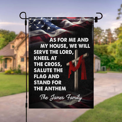 As For Me And My House, We Will Serve The Lord, American Flag And Cross