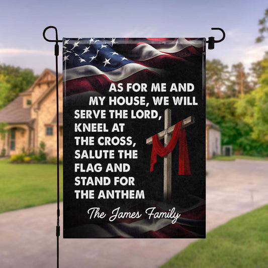 As For Me And My House, We Will Serve The Lord, American Flag And Cross