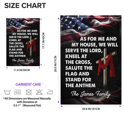 As For Me And My House, We Will Serve The Lord, American Flag And Cross