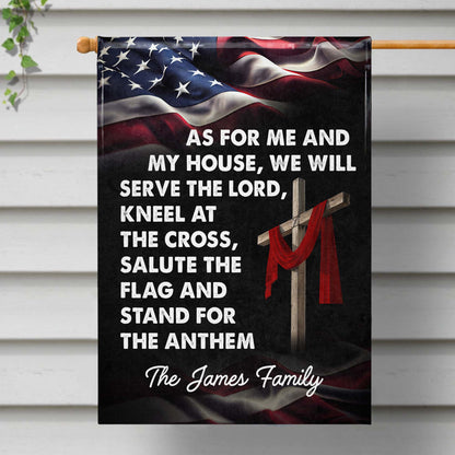 As For Me And My House, We Will Serve The Lord, American Flag And Cross