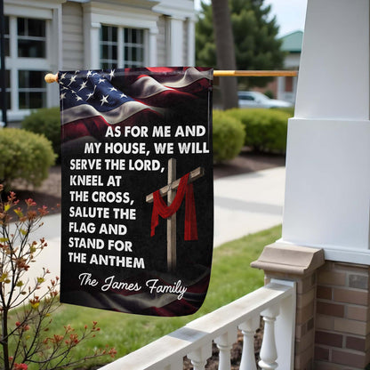 As For Me And My House, We Will Serve The Lord, American Flag And Cross