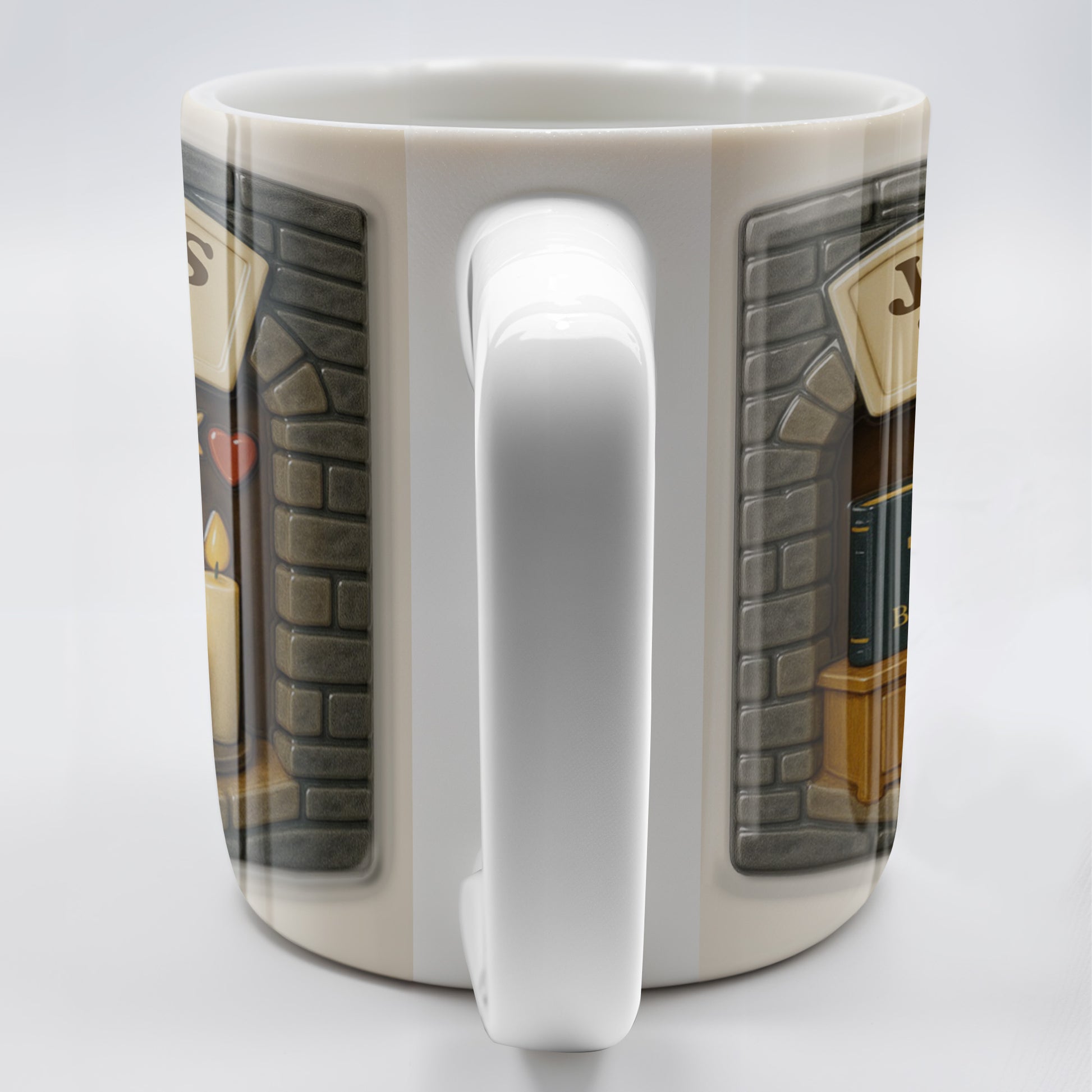 Jesus's Space, Candles, Bible, And Cross Design