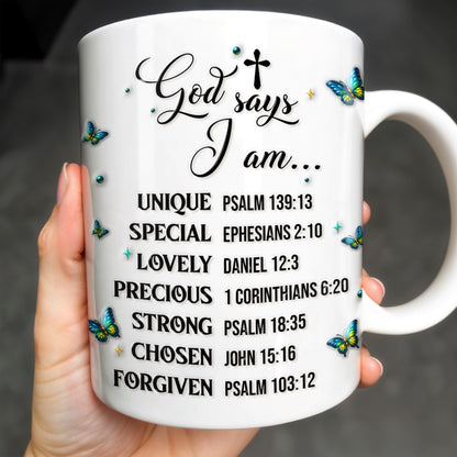God Says I Am UNIQUE, SPECIAL, LOVELY, Angel Wing and Butterflies