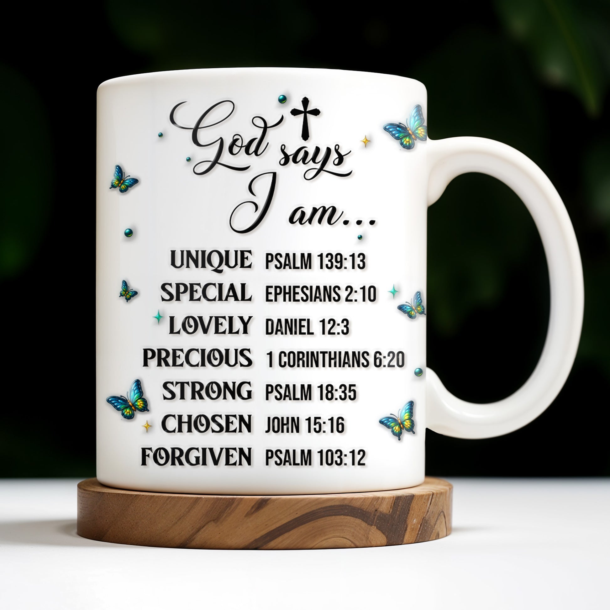 God Says I Am UNIQUE, SPECIAL, LOVELY, Angel Wing and Butterflies