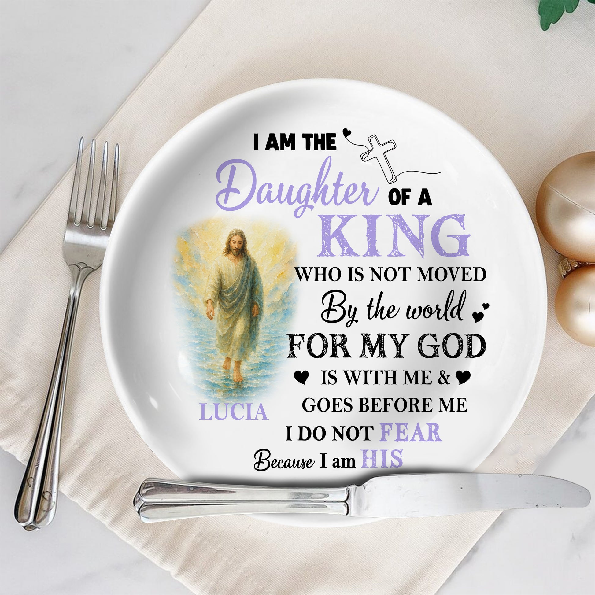 I Am The Daughter Of A King, Religious Figure And Cross