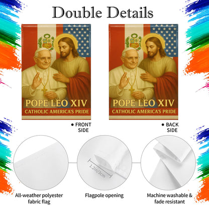 Pope Leo XIV Catholic America's Pride, Pope and Jesus with American Flag