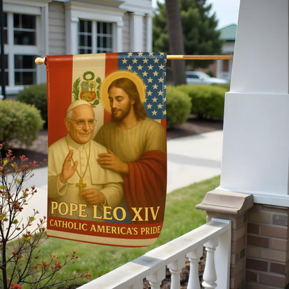 Pope Leo XIV Catholic America's Pride, Pope and Jesus with American Flag