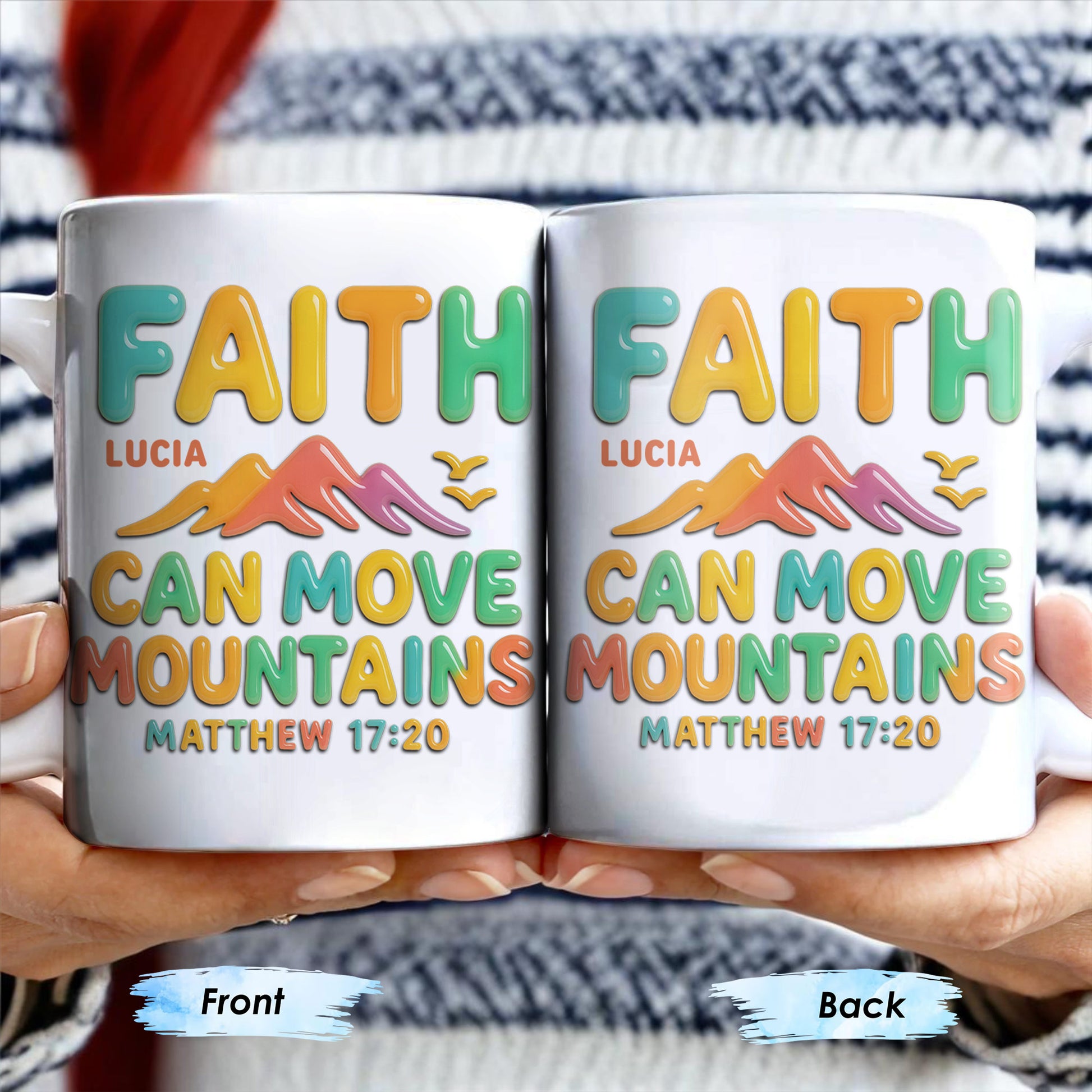 Faith Can Move Mountains, Colorful Mountain and Bird Design