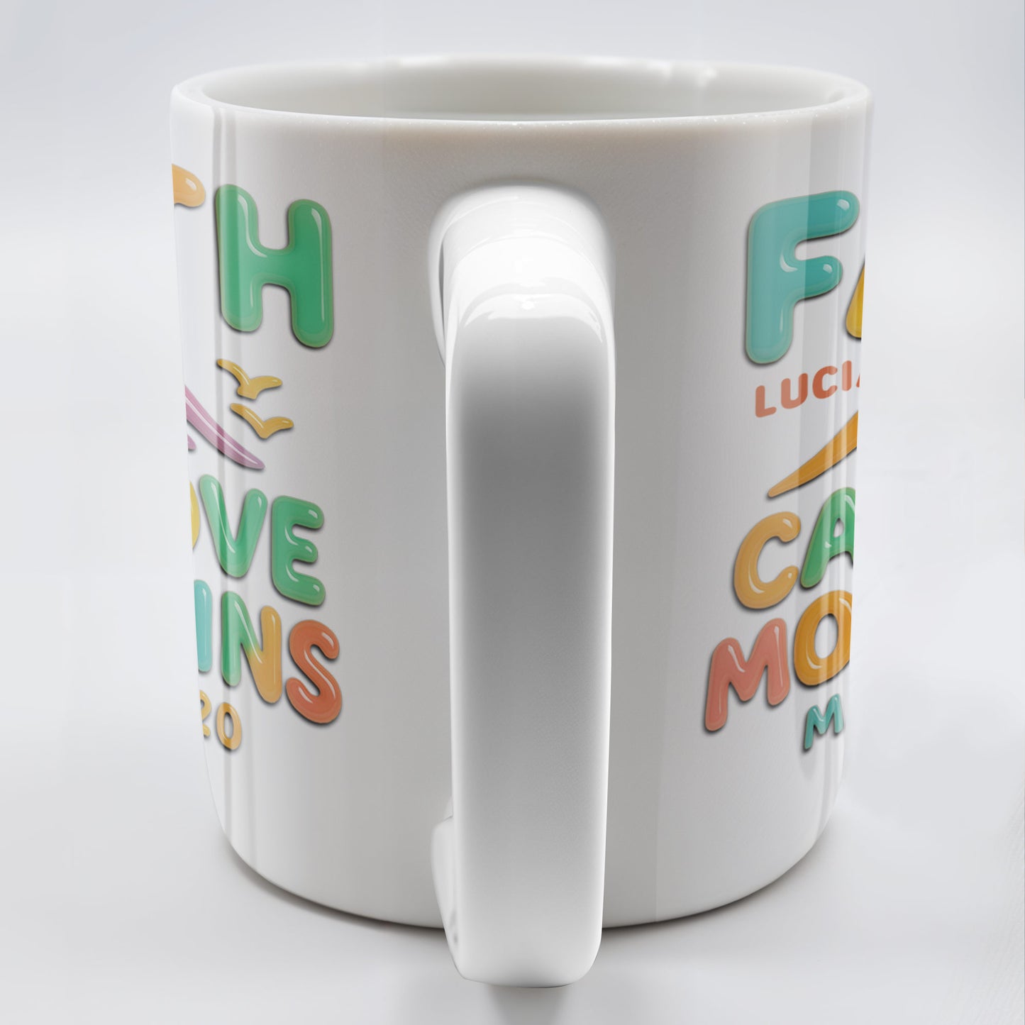 Faith Can Move Mountains, Colorful Mountain and Bird Design