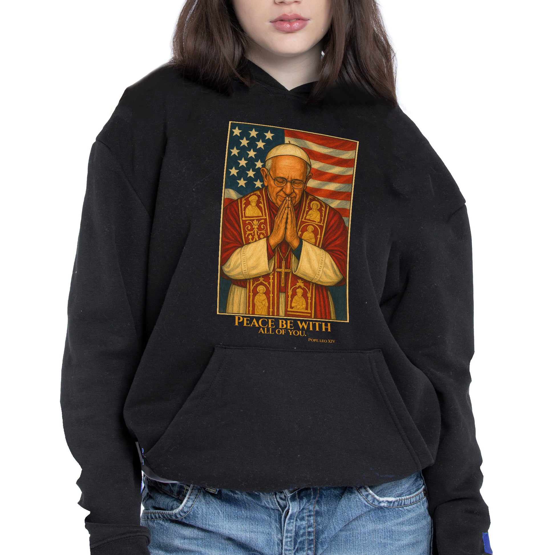 Peace Be With All Of You, Pope And American Flag
