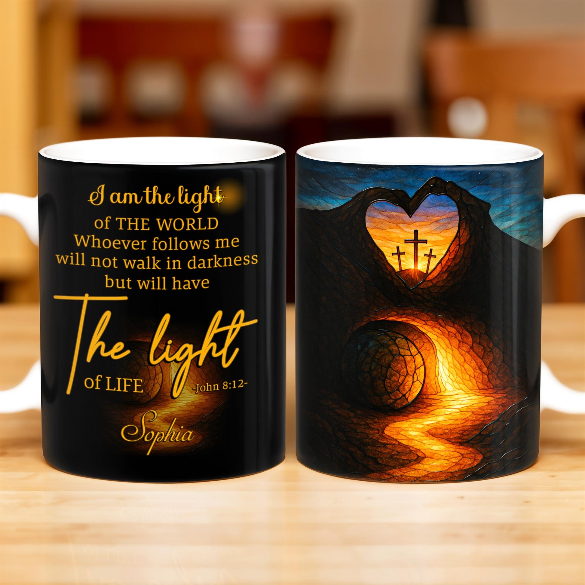I Am The Light Of The World, Cross and Heart Coffee Mug