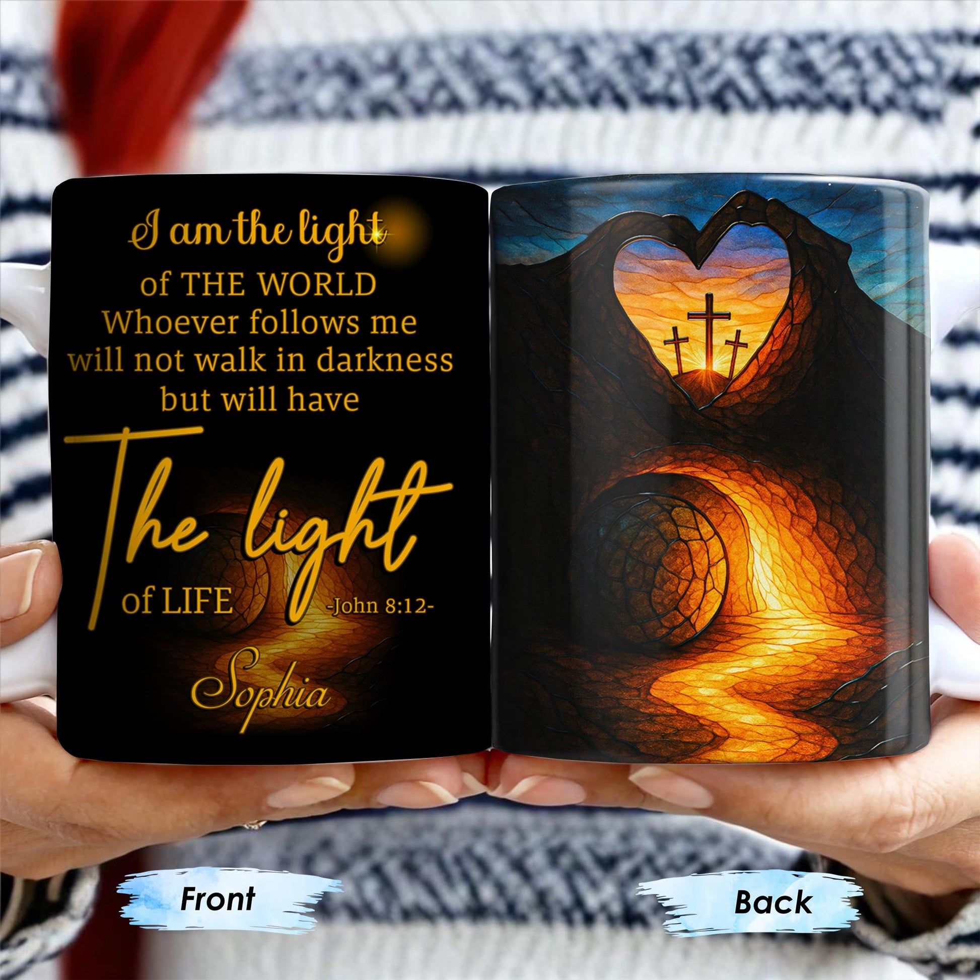 I Am The Light Of The World, Cross and Heart Coffee Mug