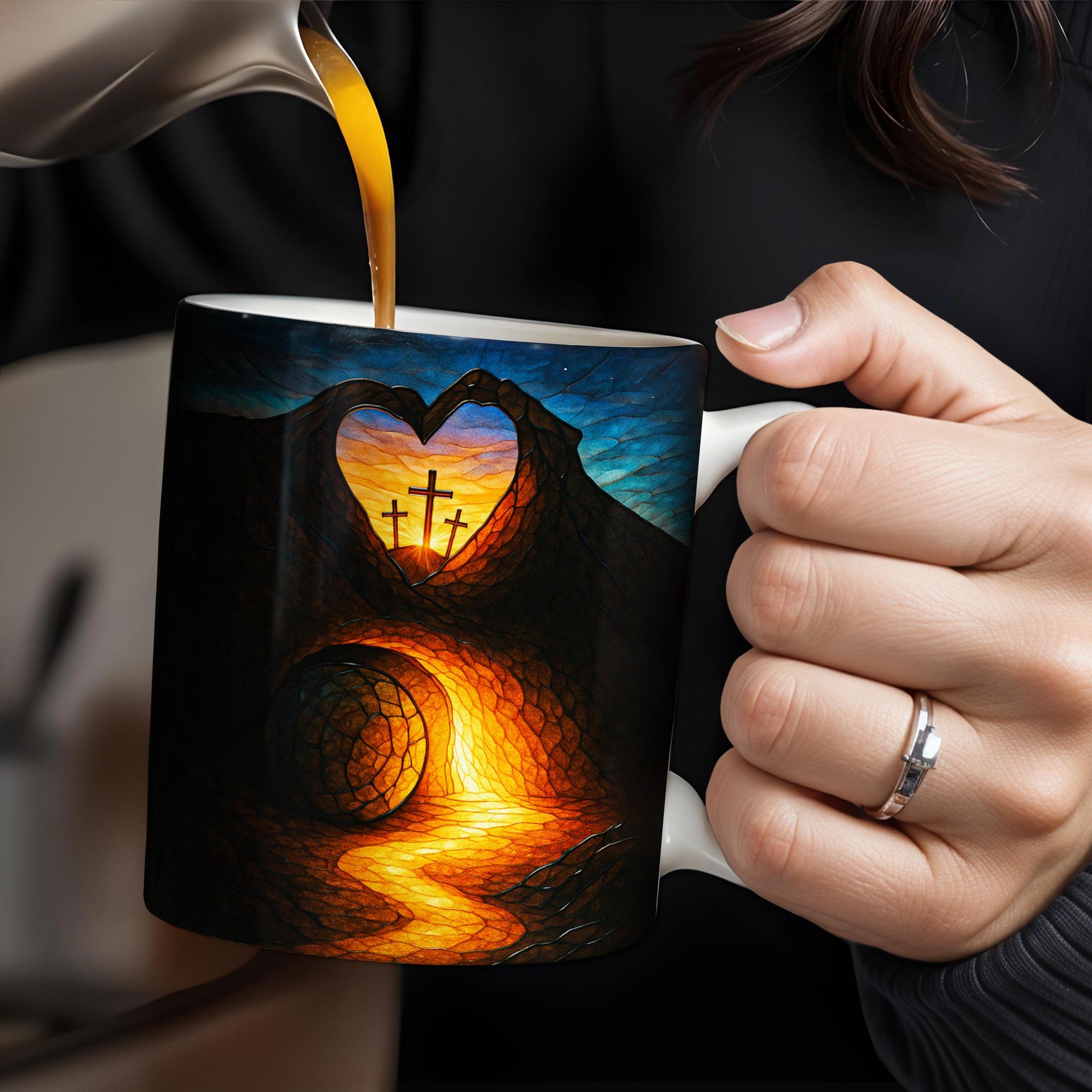 I Am The Light Of The World, Cross and Heart Coffee Mug