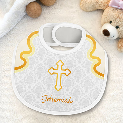 Cross and Wave Design Personalized Baby Bib