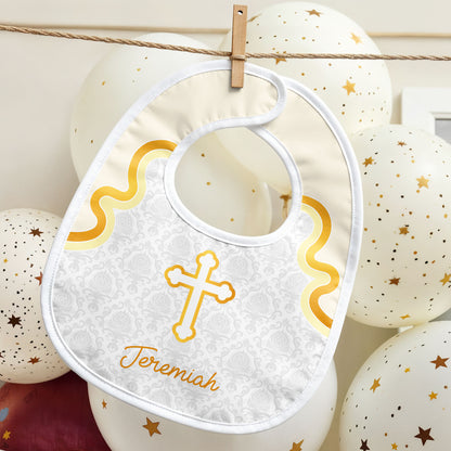 Cross and Wave Design Personalized Baby Bib