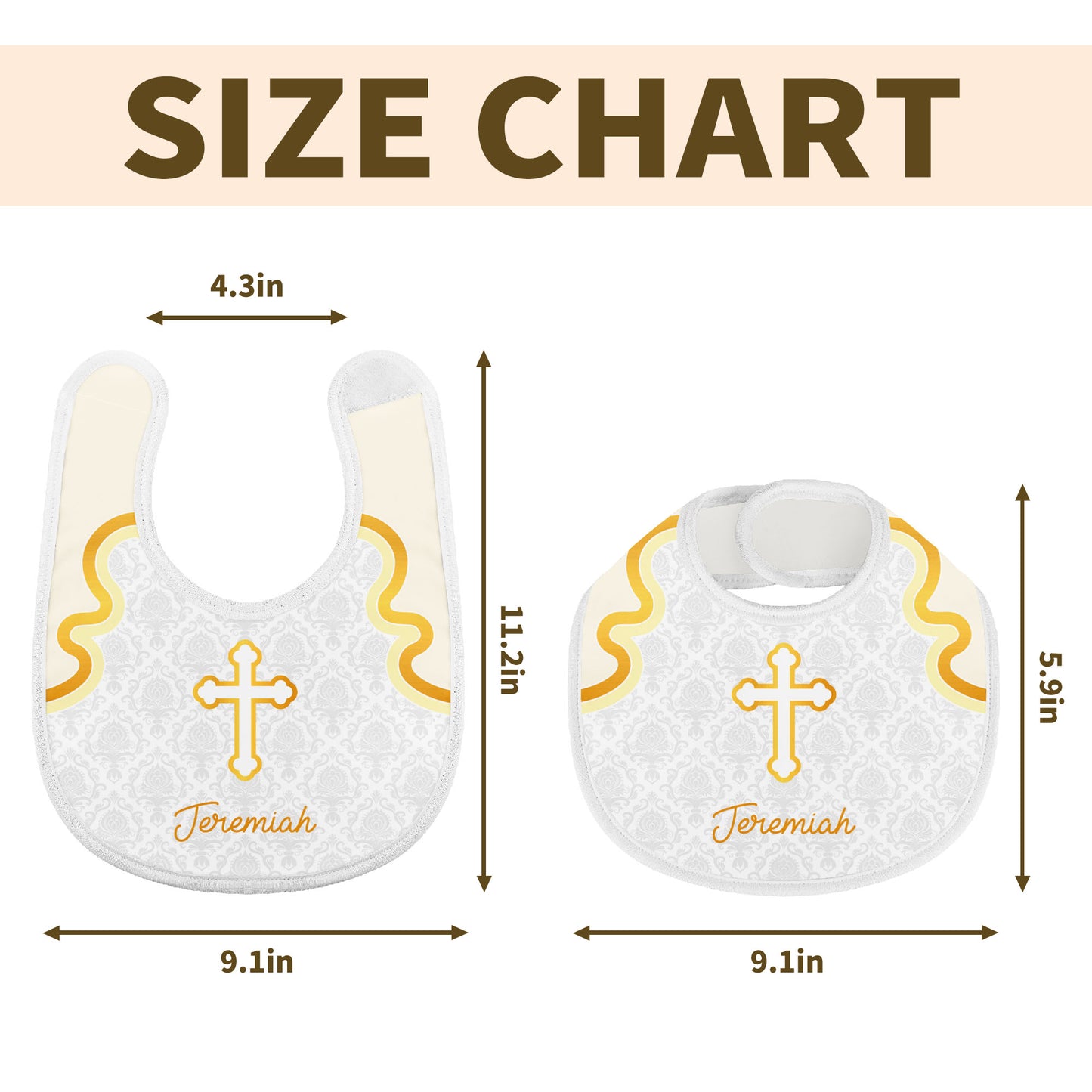 Cross and Wave Design Personalized Baby Bib