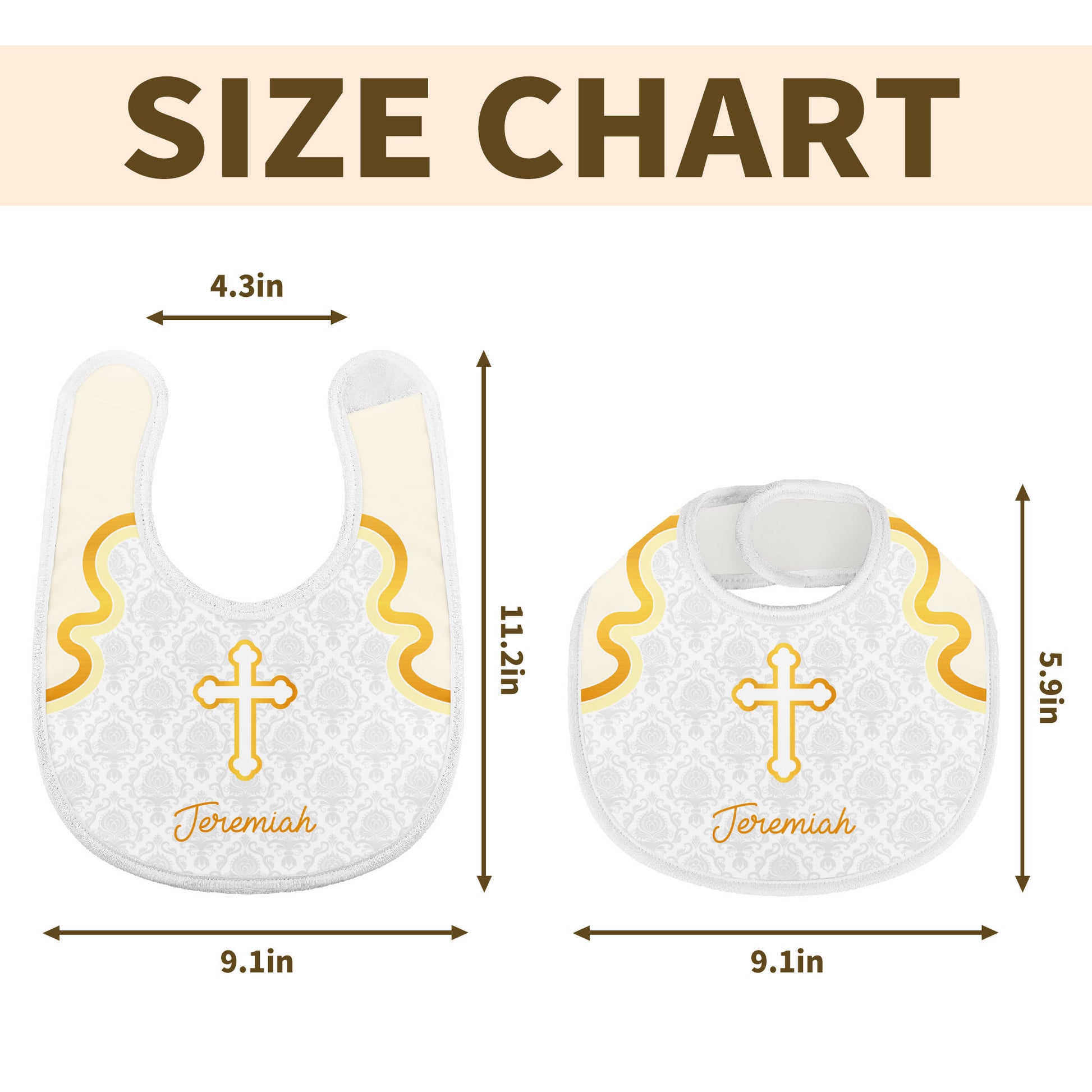 Cross and Wave Design Personalized Baby Bib