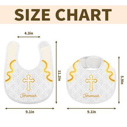 Cross and Wave Design Personalized Baby Bib
