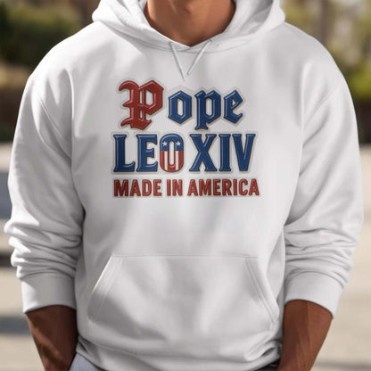 Pope Leo XIV Made in America, Old English Lettering and American Flag