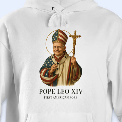 Pope Leo XIV, First American Pope, American Flag and Cross