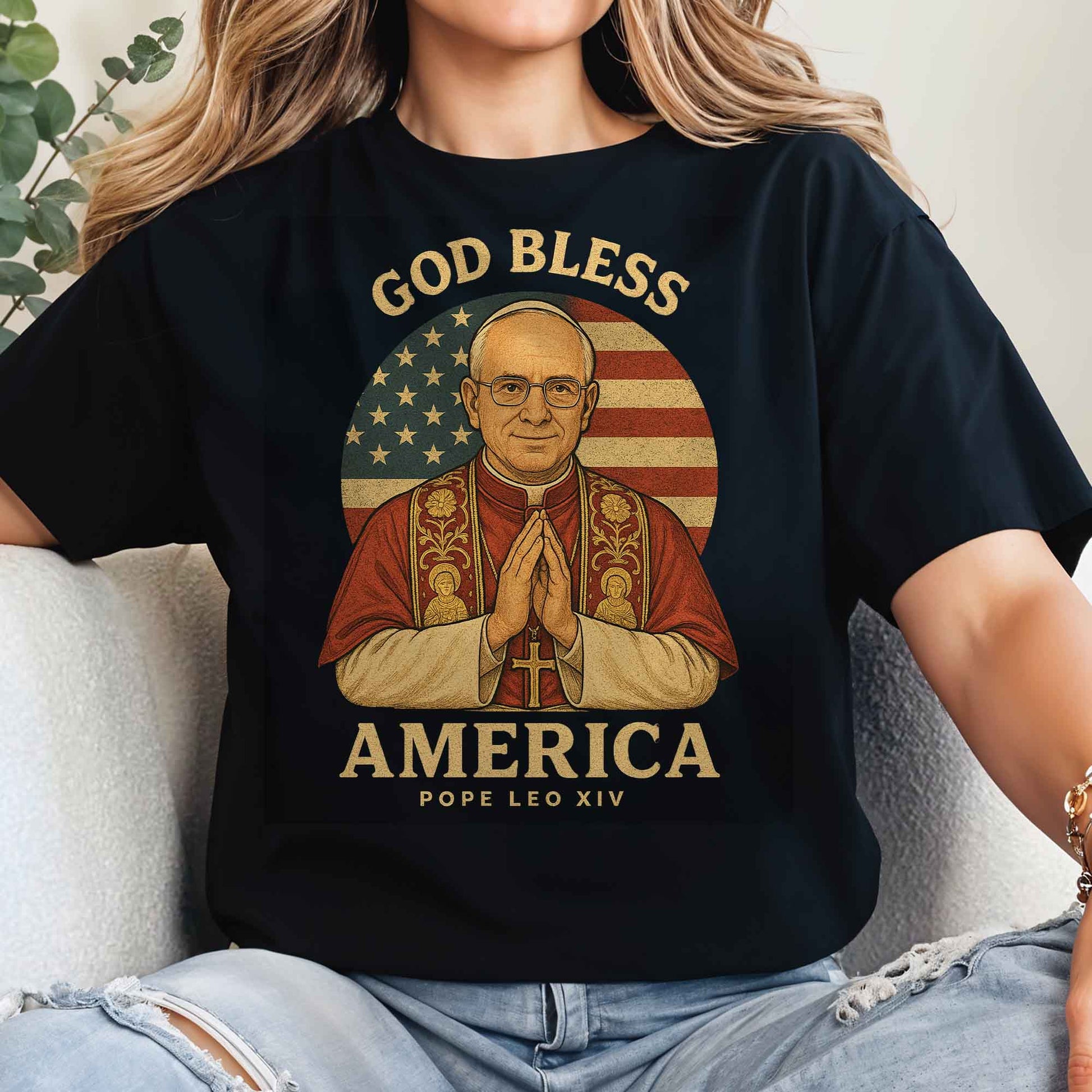 God Bless America, Pope Leo XIV, American Flag