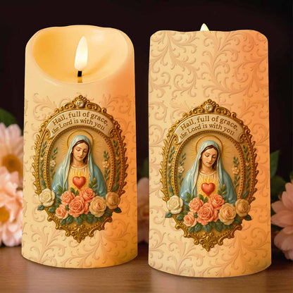 Hail Full Of Grace The Lord Is With You Virgin Mary LED Candle