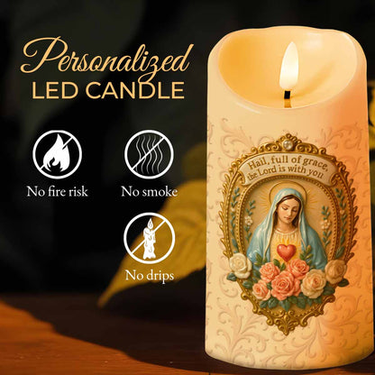 Hail Full Of Grace The Lord Is With You Virgin Mary LED Candle