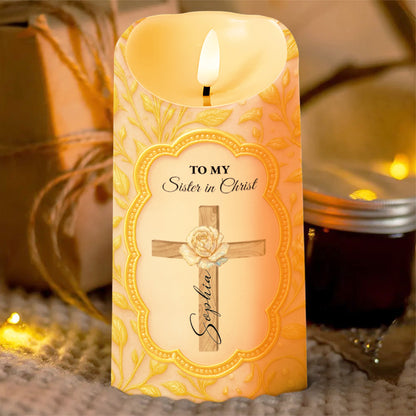 To My Sister in Christ With Cross And Rose Design