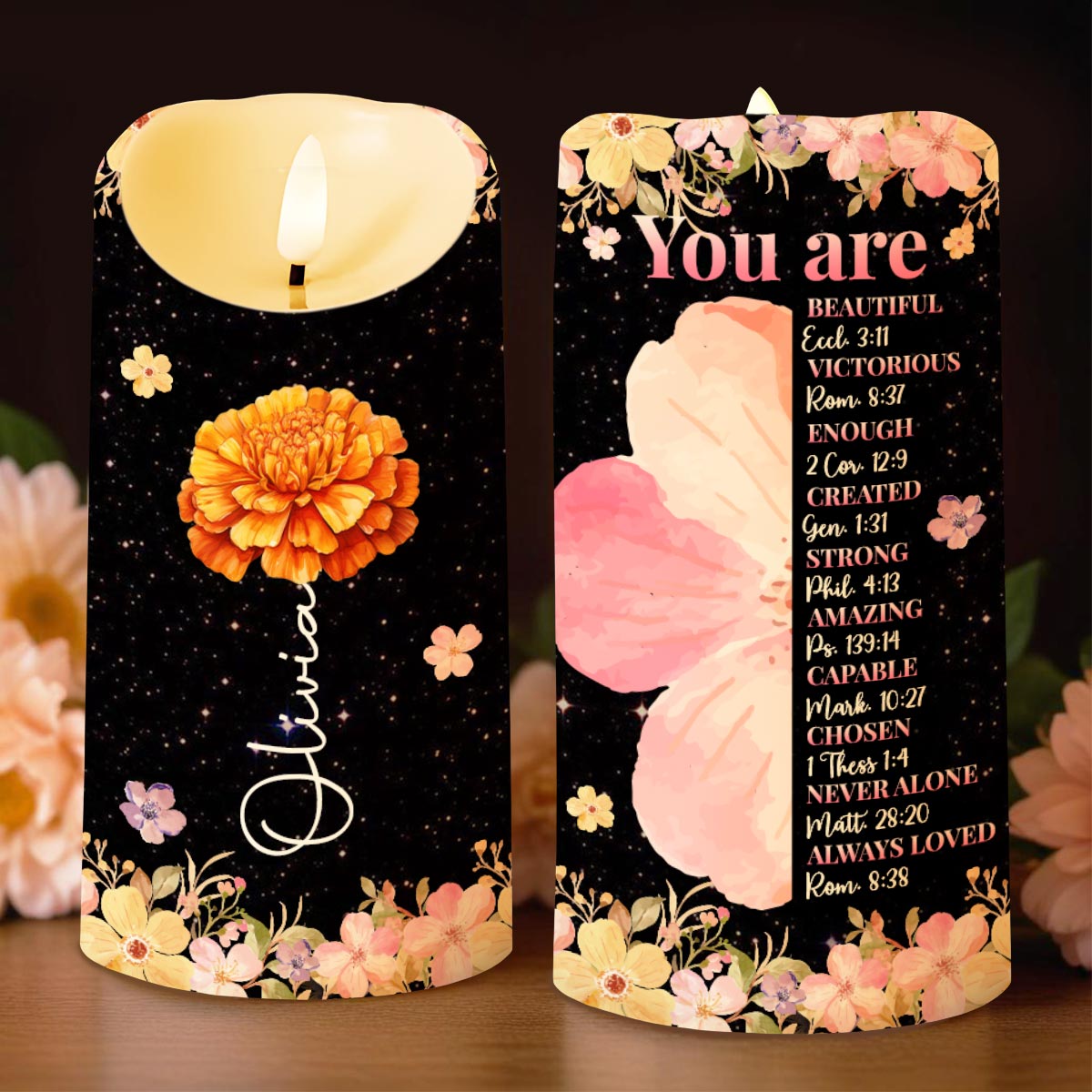 You Are Beautiful And Loved With Flowers And Stars Design