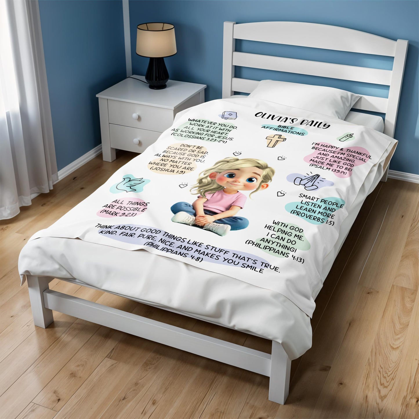 Bible Affirmations And Spiritual Verses With Lovely Girl Artwork