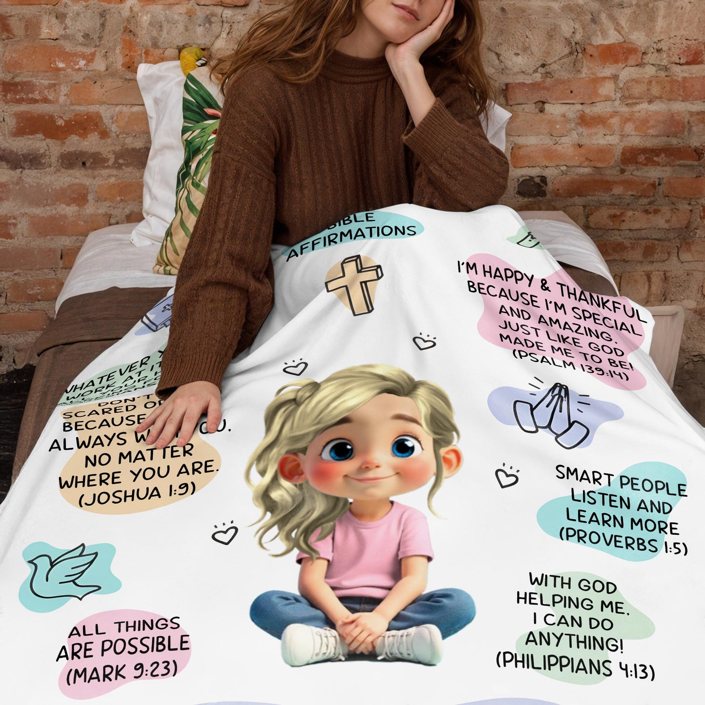 Bible Affirmations And Spiritual Verses With Lovely Girl Artwork