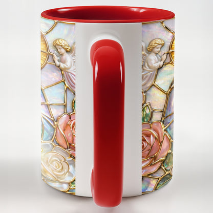 Personalized Religious Madonna Stained Glass and Roses Mug