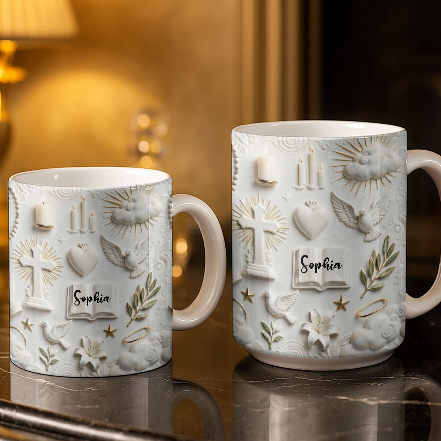 Celebrate Spirituality With Symbols Of Faith Including Cross And Dove