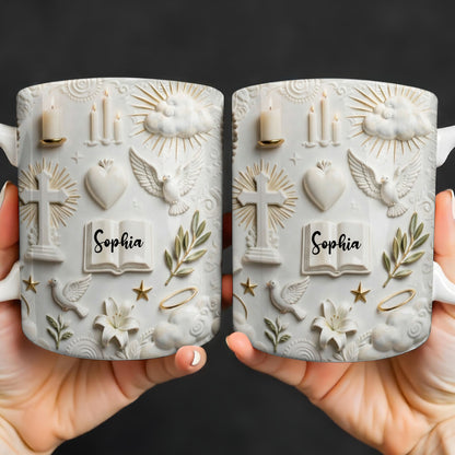 Celebrate Spirituality With Symbols Of Faith Including Cross And Dove