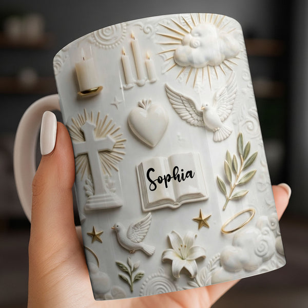 Celebrate Spirituality With Symbols Of Faith Including Cross And Dove