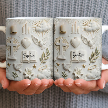 Celebrate Spirituality With Symbols Of Faith Including Cross And Dove