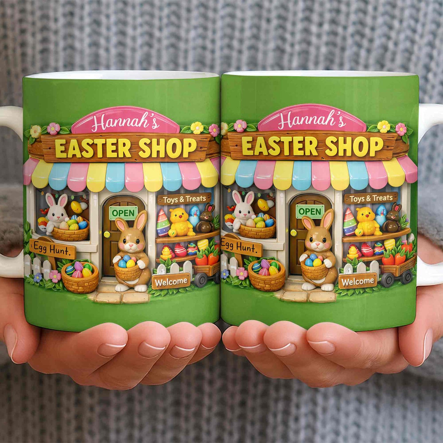 Easter Shop Egg Hunt With Bunnies And Chicks Design