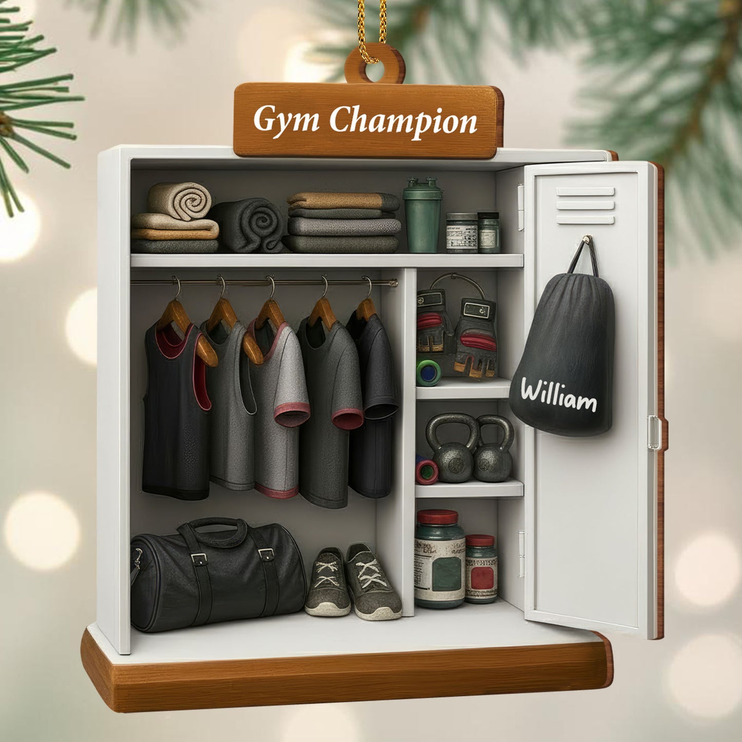 Gym Champion Personalized Locker Ornament