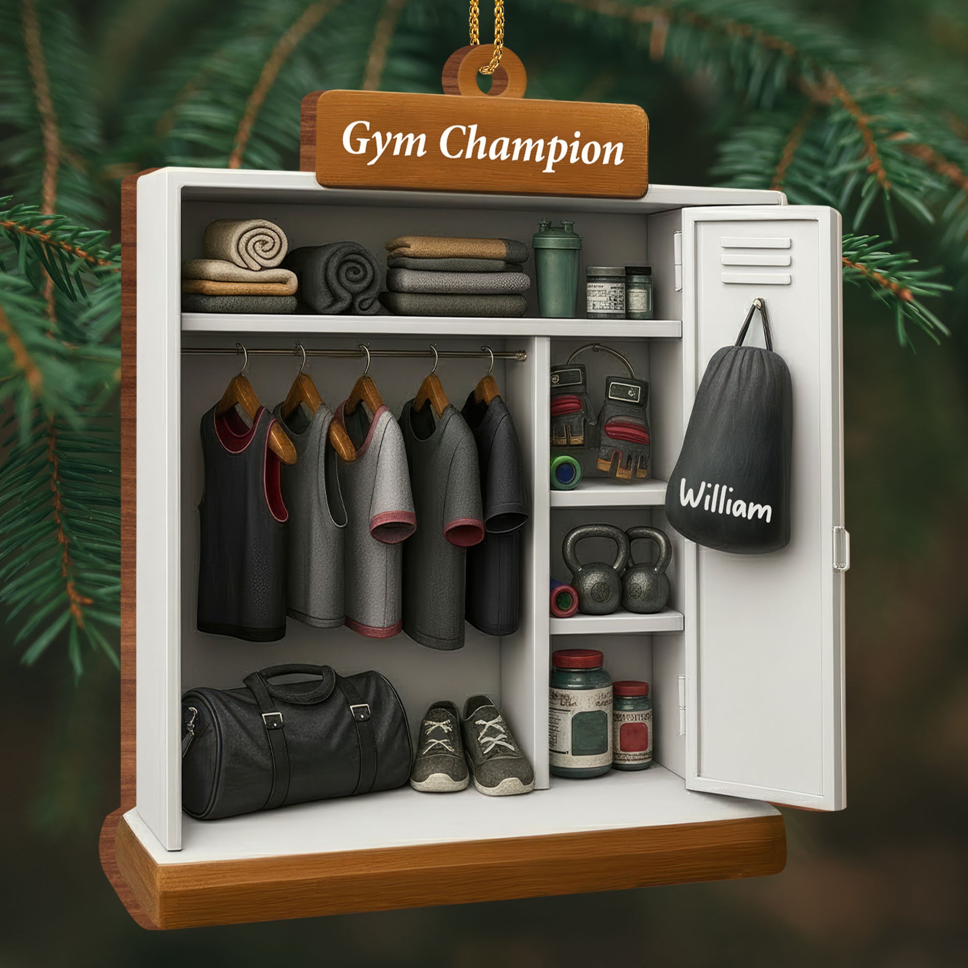 Gym Champion Personalized Locker Ornament