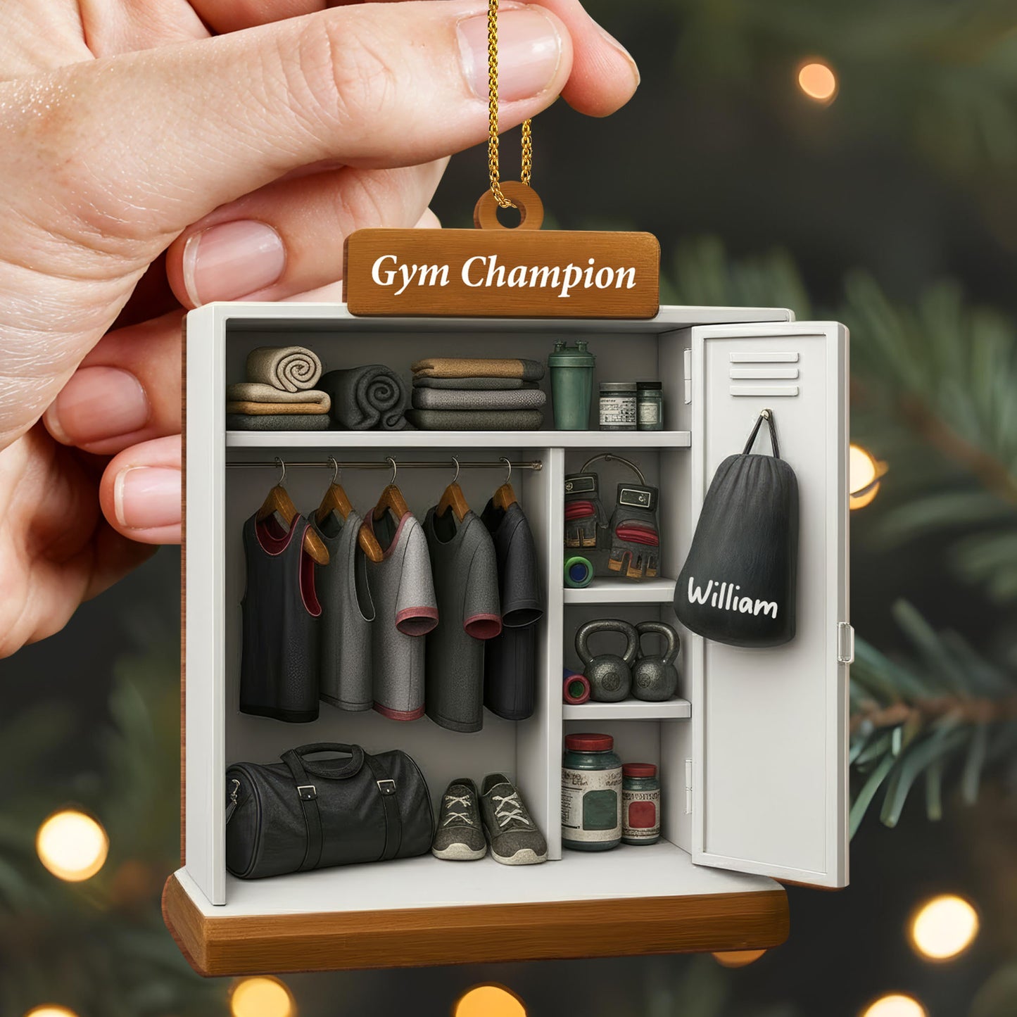 Gym Champion Personalized Locker Ornament