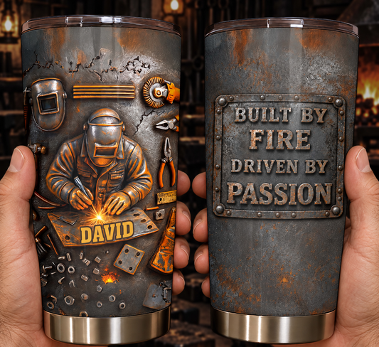 Built By Fire Driven By Passion Welder Professional Tools Design - Personalized Custom Stainless Steel Tumbler 20oz - JBS418_USTUM