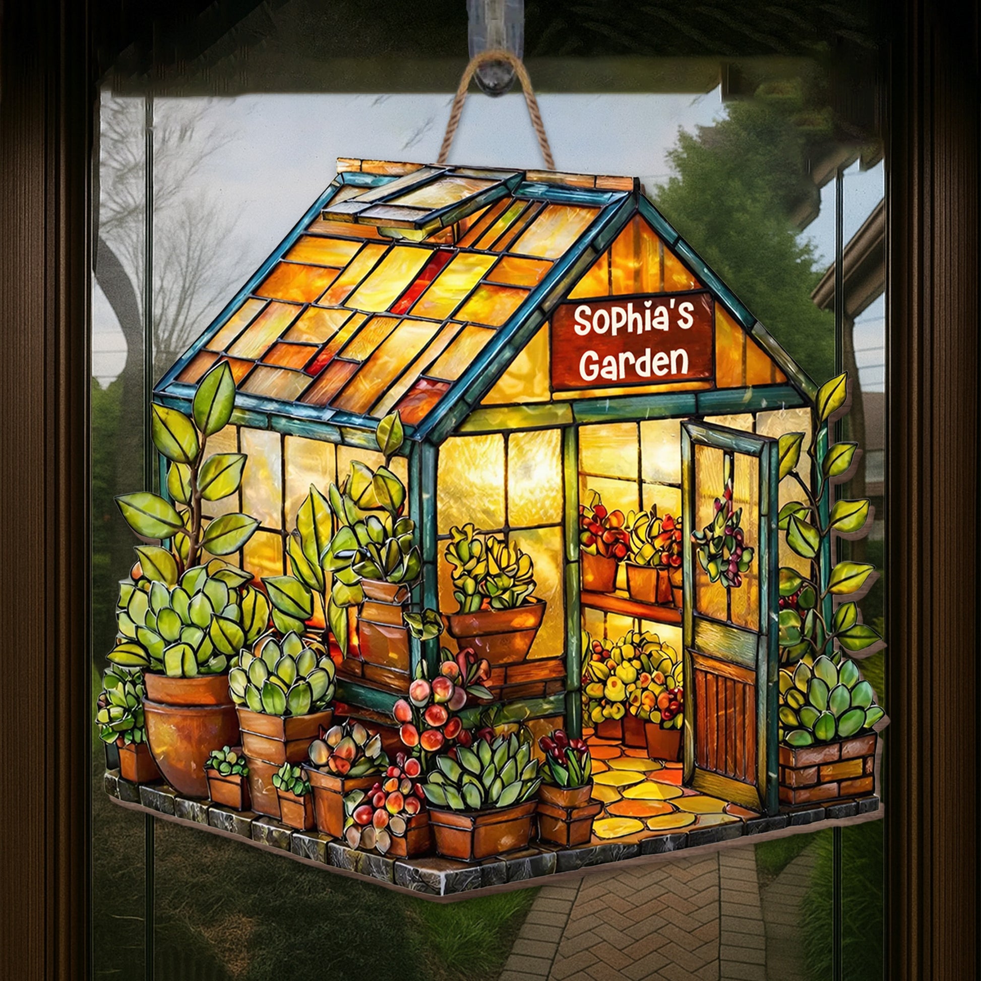 Vibrant Greenhouse Oasis With Succulents And Flowers