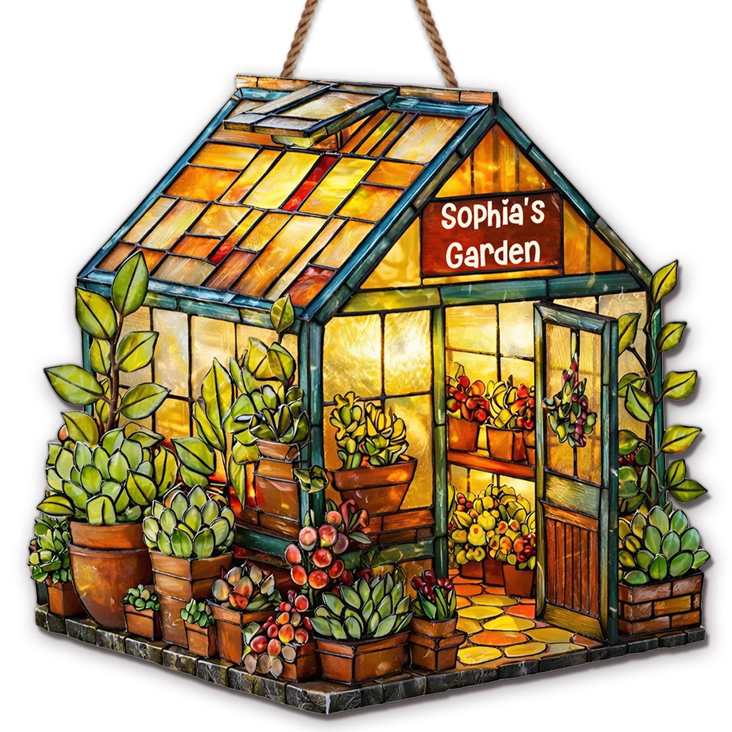 Vibrant Greenhouse Oasis With Succulents And Flowers