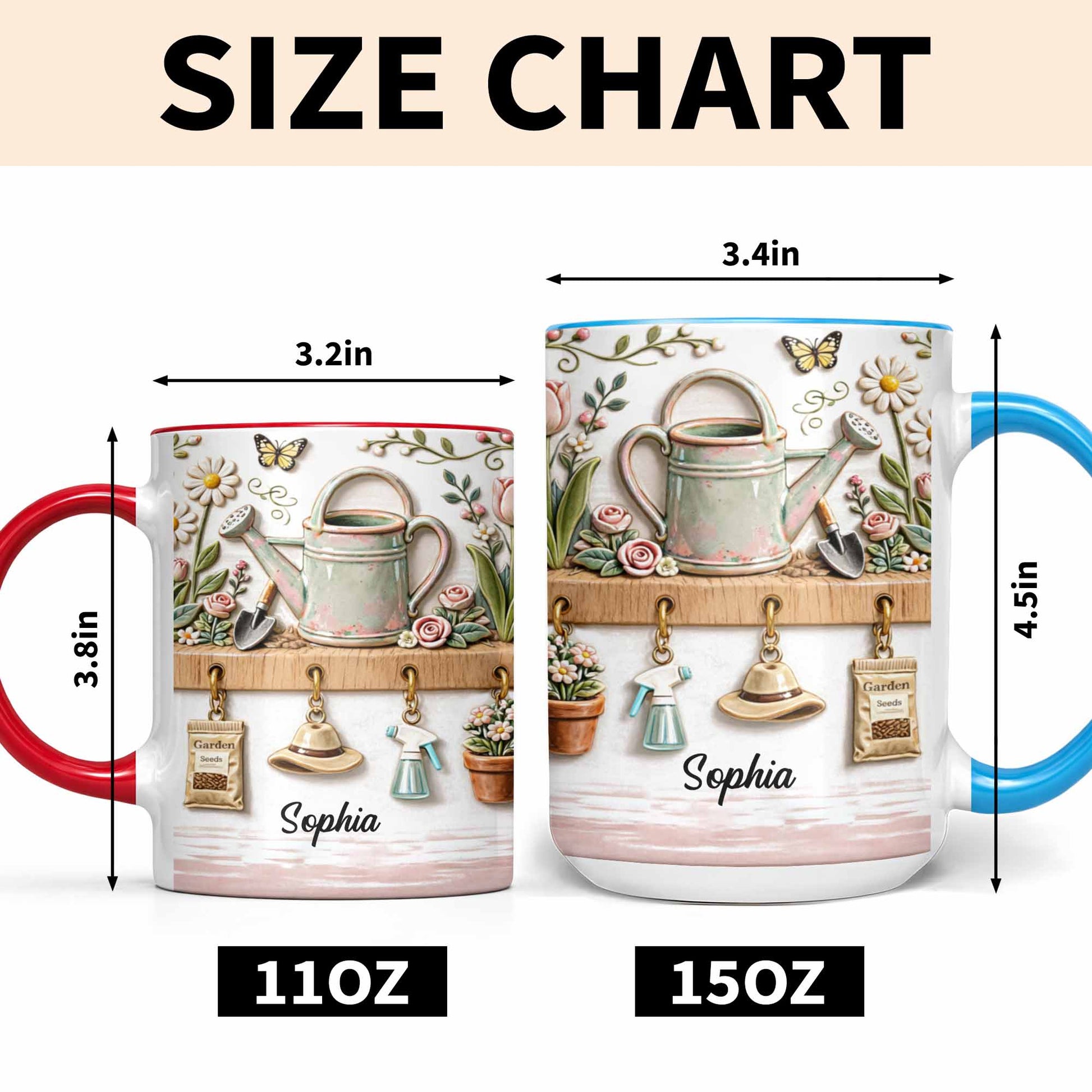 Personalized Mug With Watering Can And Flowers