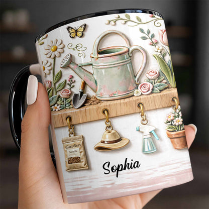 Personalized Mug With Watering Can And Flowers