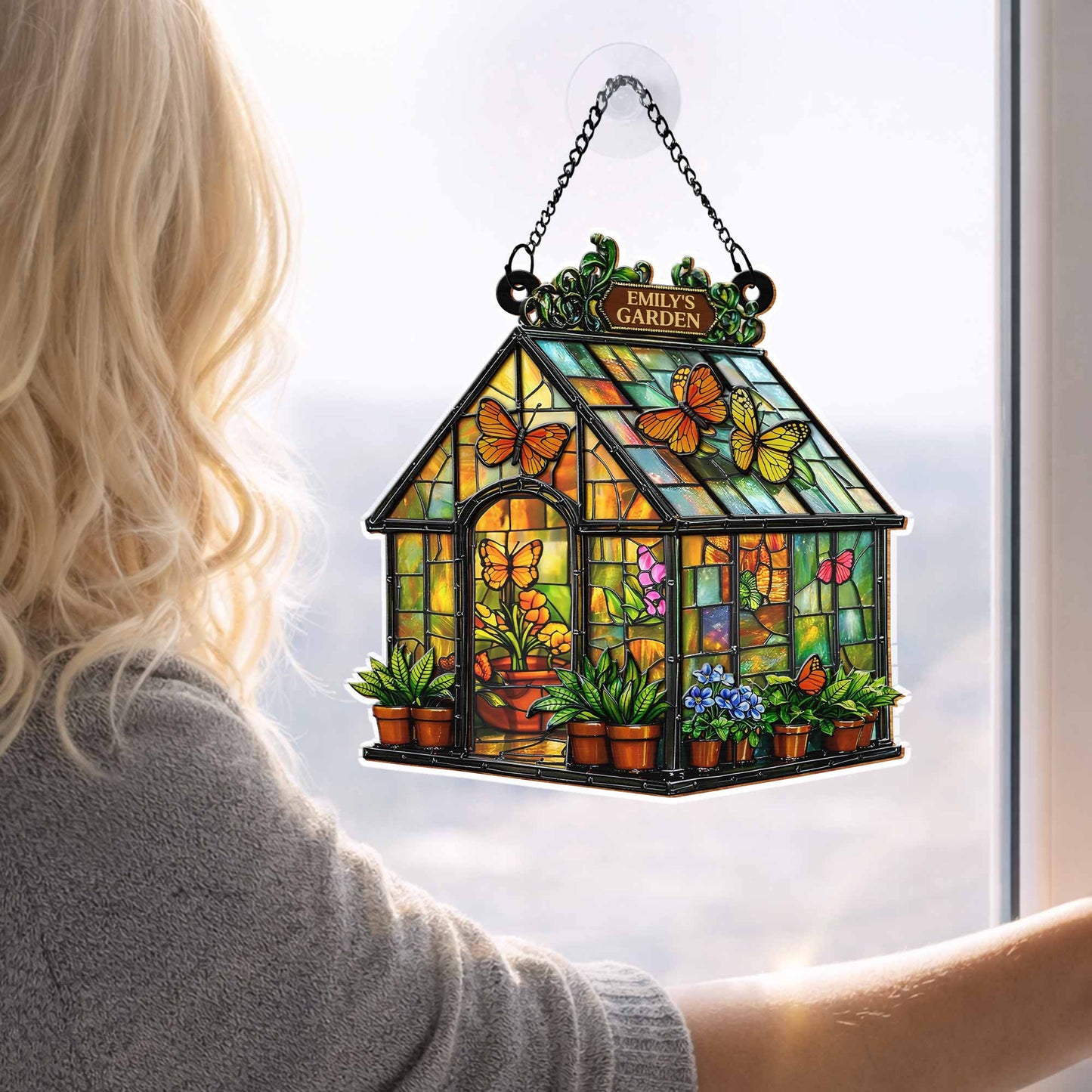 Brighten Your Windows With Colorful Butterflies And Flowers - Personalized Custom Suncatcher - GAR028_CSUN