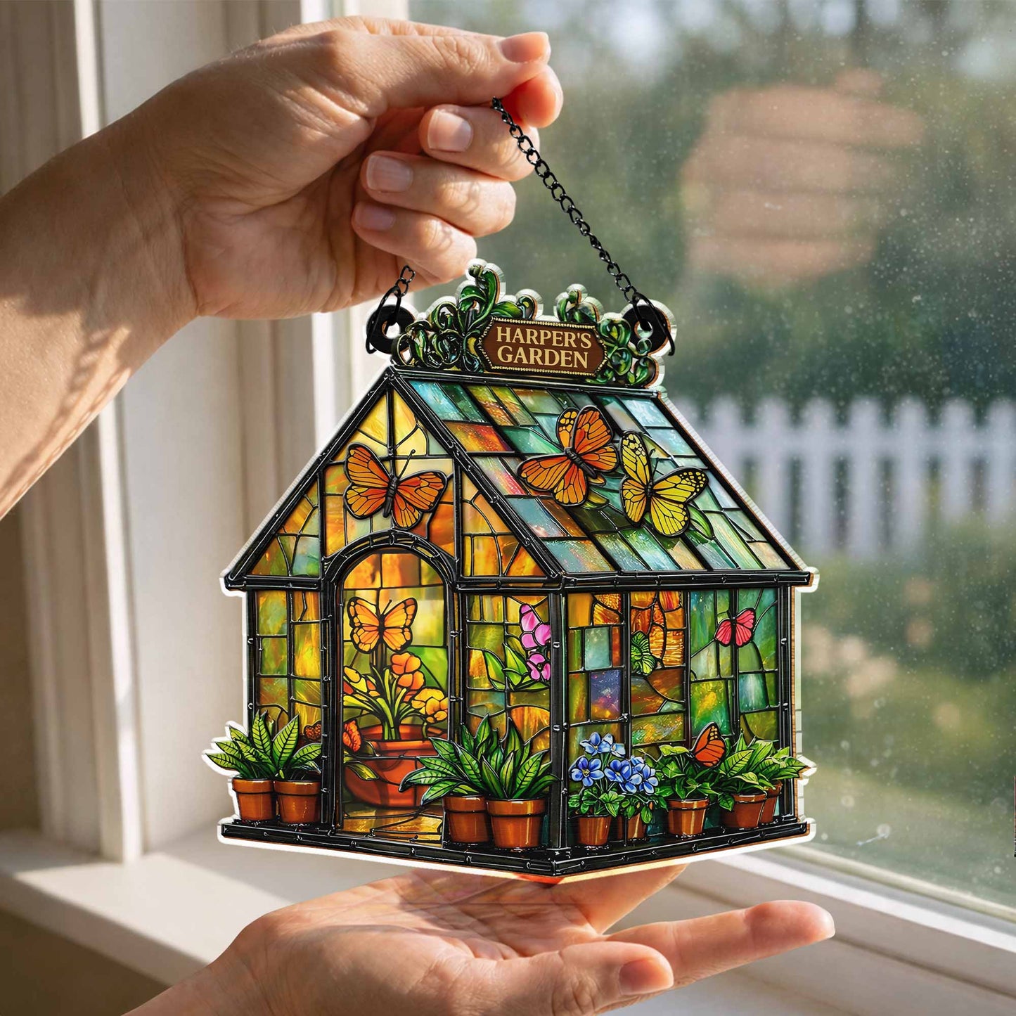 Brighten Your Windows With Colorful Butterflies And Flowers - Personalized Custom Suncatcher - GAR028_CSUN