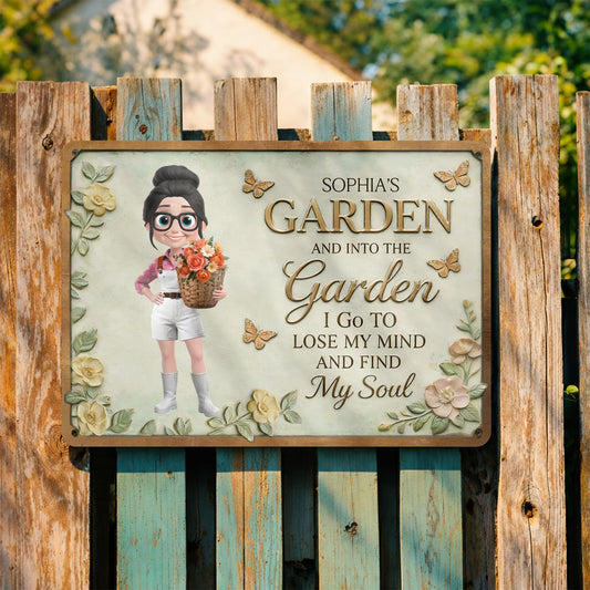 Into The Garden I Go, Butterflies and Flowers Sign